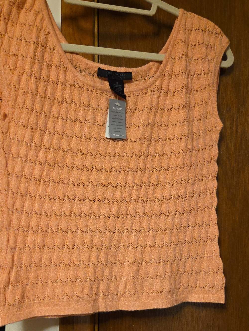 JUNIORS The Limited Peach Openwork Sleeveless Tank
